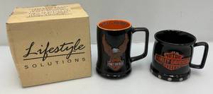 lot 182 image: Vintage Harley Davidson Mugs With Raised Image 1 In Original Box (NOS)