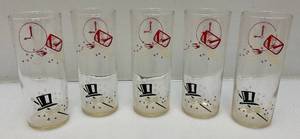 lot 184 image: Vintage MCM Federal New Tears Eve Holiday Tom Collins Cocktail Glasses