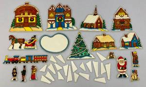 lot 186 image: Vintage 1940s-50s Plastic Christmas Village Dcor