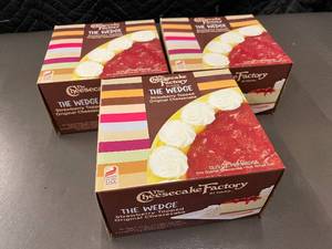 lot 38 image: G - 3 Cheesecake Factory Strawberry Topped Cheesecake Wedges