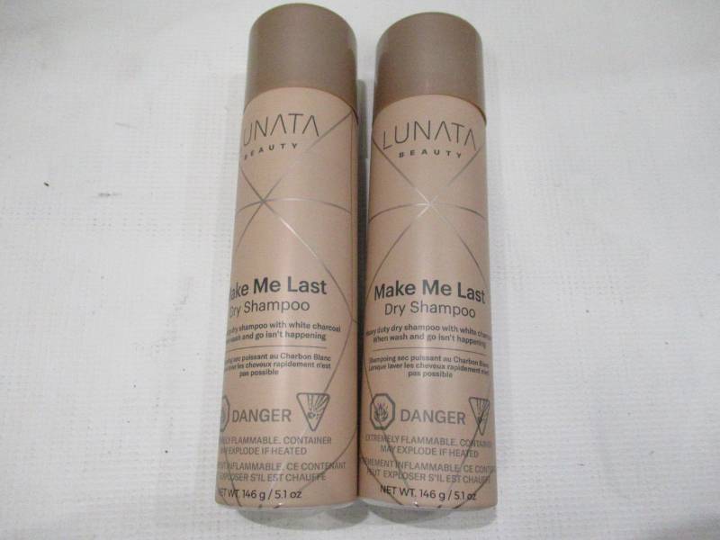 lot 910 image: NEW 2 Pack of Lunata Beauty Make Me Last Dry Shampoo 5.1 oz Spray Bottles