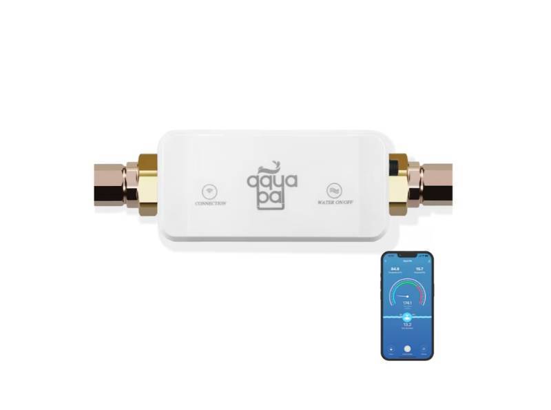 lot 919 image: Wasserstein Aqua Pal Indoor Smart Compatible Water leak detector with Automatic Shut-off Valve ( 1 -Pack)
