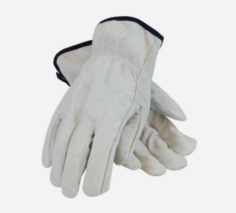 lot 700 image: NEW 2 Pairs of Protective Industrial Products RN67368 White Leather Gloves Size MEDIUM