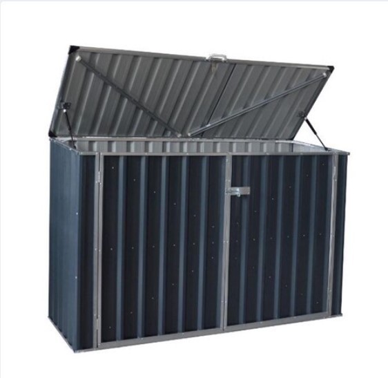 lot 162 image: Build-Well SW0603FDH-GY 6 ft. x 3 ft. Metal Horizontal Modern Storage Shed without Floor Kit Blue - 1 Shed