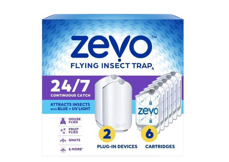 lot 379 image: NEW Zevo Flying Insect Trap with 2 devices  6 Refill Cartridges