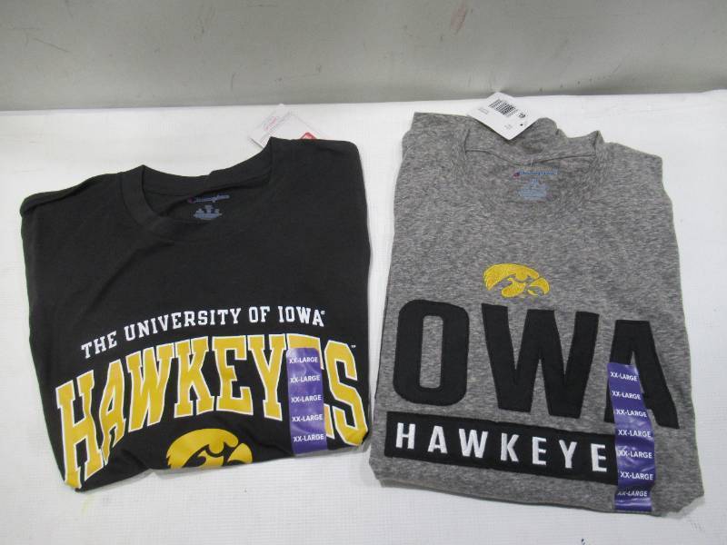 lot 448 image: PAIR of 2 NEW Iowa Hawkeyes NCAA Mens Short Sleeve T-Shirts - XXL