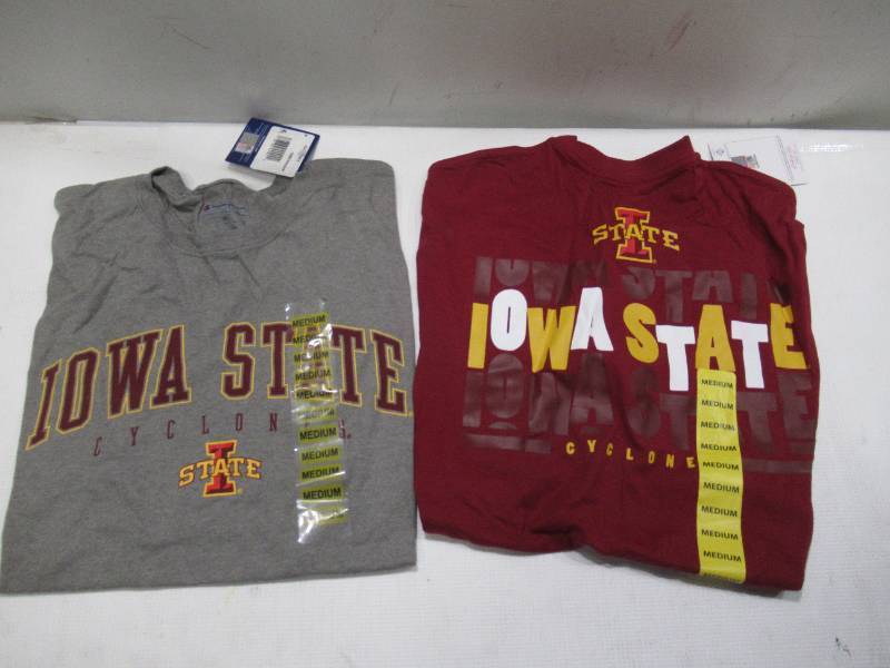 lot 453 image: PAIR of 2 NEW Iowa State Cyclones NCAA Mens Short Sleeve T-Shirts - MEDIUM