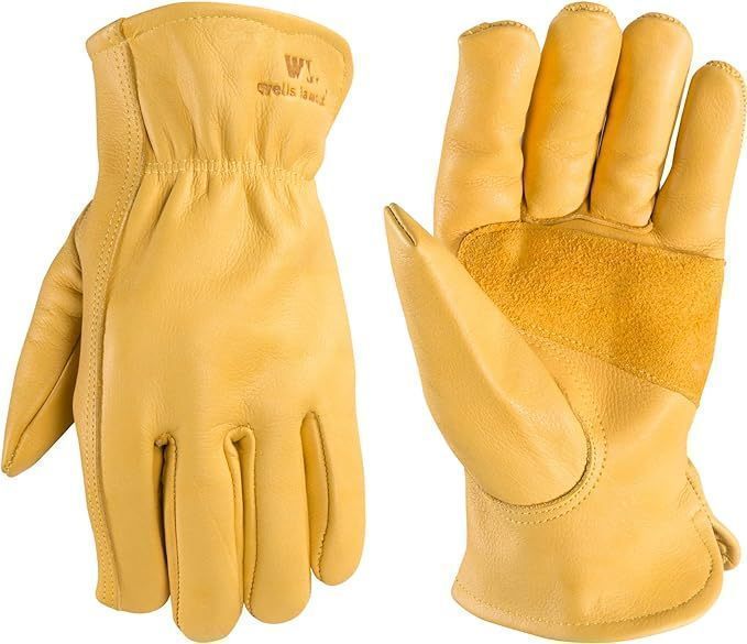 lot 339 image: 2 New Pairs of Size Medium Wells Lamont Mens Premium Cowhide Leather Work Gloves with Palm Patch