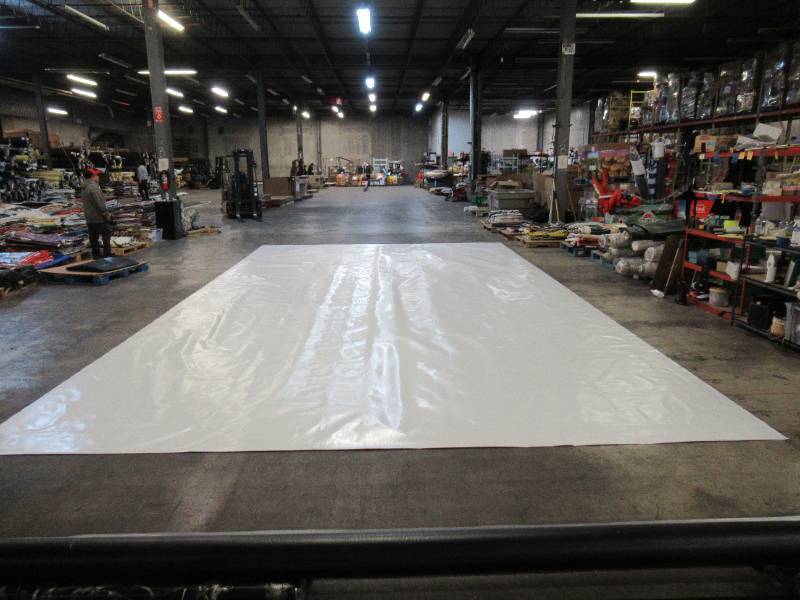 lot 208 image: NEW Vinyl Tarp - 16.33 x 30  Black  White Vinyl tarp - 9 oz. Lightweight Duty