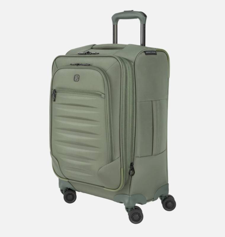 lot 214 image: Swissgear 8099 Expandable Spinner Carry-On Luggage - Green