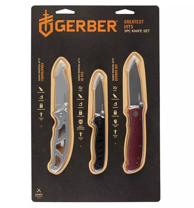 lot 273 image: NEW Gerber 3 Piece Greatest Hits Folding Knife Set