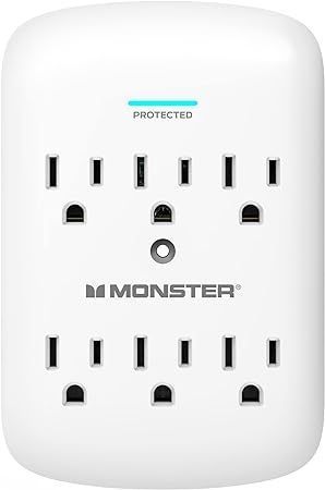 lot 276 image: Monster Wall Tap Plug 6-Outlet Extender with Outlet Surge Protector for Home, Travel, Office, Home Appliances, Computers, and Smart Phone Devices  300J and ETL Listed