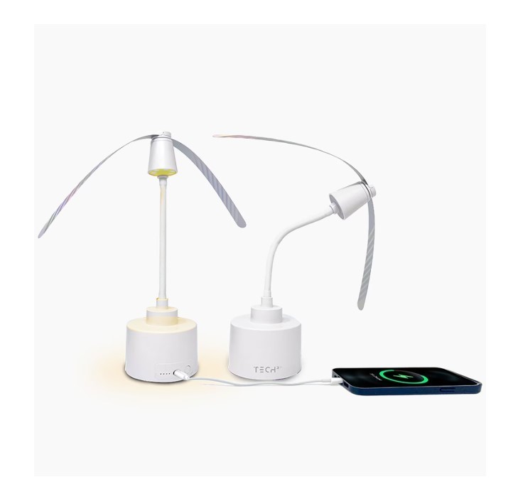 lot 284 image: NEW Tech Squared Fly Fan with Built-In Power Banks, 2 Pack White