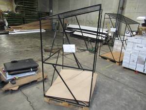 lot 123 image: Welded Black Metal Frame Built to Fit Onto Pallets with Angled Roof - Perfect for Projects