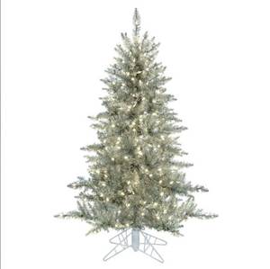 lot 157 image: Vickerman K166846LED 4.5 Silver Tinsel Fir Artificial Christmas Tree, Warm White Dura-lit LED Lights