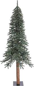 lot 187 image: Vickerman 7 Natural Bark Alpine Artificial Christmas Tree Unlit, Indoor - Real Wood Trunk - Metal Stand Included