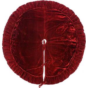 lot 189 image: Vickerman 84 Plush Wine Velvet Christmas Tree Skirt - Tie Closure - Festive Red Colored