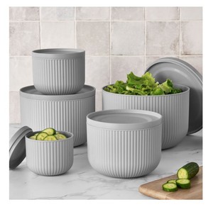lot 380 image: NEW Members Mark 10-Piece Nested Serve and Store Serving Bowl Set - Gray