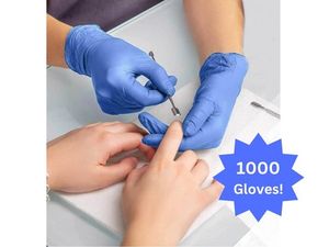 lot 29 image: MSRP $120  1 Case (1000 gloves) NEW Basic NGPF 7002 Synguard Latex-Free Powder-Free Protein-Free Nitrile Exam Gloves - Size Medium