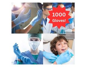 lot 69 image: MSRP $160  1 Case (1000 gloves) NEW&nbspNorthfield Medical Manufacturing Medical Grade Fully Textured Thicker Construction Blue Nitrile Examination Gloves - Size Small -&nbspLatex-Free Powder Free