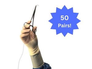 lot 18 image: MSRP $200 1 Box (50 Individually Wrapped Pairs Gloves) Cardinal Health Protexis PI Micro Thick (7.9 Mil) Surgical Gloves Size 8 Large Synthetic polyisoprene solution gives heightened tactile response & comfortable, smooth, anti-slip finish Exp 1125