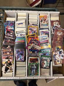lot 143 image: Large Box of Sports Cards, Mix of Sports, Mostly From the 1980s and 1990s
