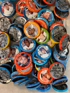 lot 215 image: Large Collection of MLB Baseball Button Pins Featuring Star MLB Hall of Famers