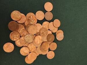 lot 112 image: 50 US Lincoln Wheat Pennies