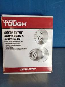 lot 61 image: Hyper Tough Keyed Entry Doorknob and Deadbolt combo pack
