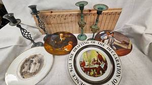 lot 16A image: Lot of 3 Collector Plates and 2 Sets of Candle Holders