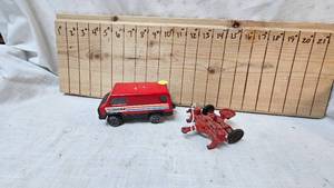 lot 2 image: Cast Arcade Toy Corn Planter and Tonka Van