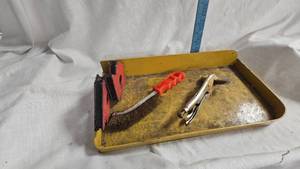 lot 54 image: Welding Lot, Steel Plate, 2 Magnets, Wire Cleaning Brush, and Vise Grips
