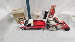 lot 68 image: Tin Lith Semi, Avon Mens Cologne, Mattel Coca Cola Truck