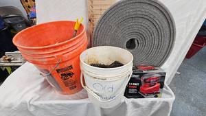 lot 107 image: ReBar ImpalementSafety Cover, Rebar Ties , Concrete Seam Foam, 14 Sheet sander