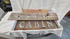 lot 173 image: Cabin Sign and Hunt Sign Rustic Dcor