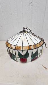 lot 184 image: Fruit Motiff Tiffany Style Stained Glass Lamp Shade