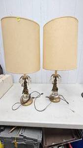 lot 188 image: Lot of Two Cherub Lamps with Crystal Style Hangers, Both Tested and Works