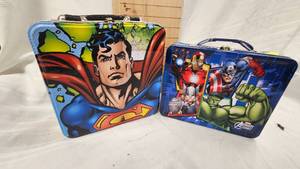 lot 216 image: Superman & Marvel Tin Boxes with Handles