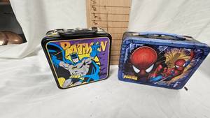 lot 217 image: Batman & Spiderman Tin Totes with Handles