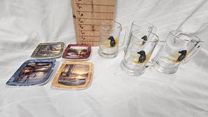 lot 205 image: Terry Redlin Mini Plate Set and Set of 4 Black Labrador Mugs, all in excellent condition