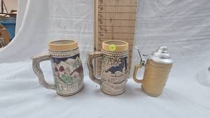 lot 159A image: Heidelburg and Wisbaden Steins and Gemutluken Sten, (2 are Made in Japan)