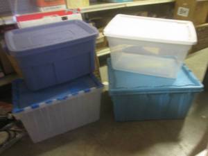 lot 36 image: (G-1) 4 Assorted Empty Totes with L...