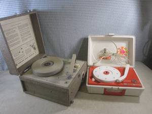 lot 72 image: (A-2) 2 Vintage Portable Record Pla...