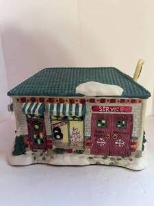 lot 55 image: Vintage Snowflake Falls Gas Station Christmas Village Building