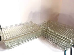 lot 73 image: Set of 10 Vintage Hazel Glass Ball and Rib Snack Plates