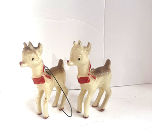 lot 88 image: Two Antiques Celluloid Rudolph Ornaments