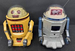 lot 89RO image: Tomy Verbot and Radio Shack Talking Robie Robots with Remotes - Untested