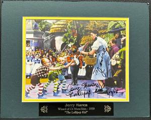 lot 16 image: Jerry Maren Signed Wizard of Oz Lollipop Kid Photo Display