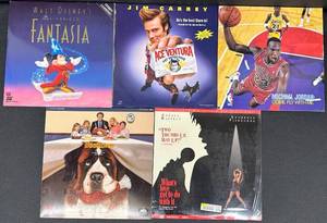 lot 18V image: Collection of 5 LaserDisc Movies Including Fantasia, Ace Ventura, Michael Jordan, Beethoven, and Whats Love Got to Do with It