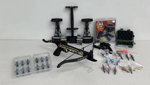 lot 26 image: Mini Crossbow with Assorted Broadheads and Archery Accessories